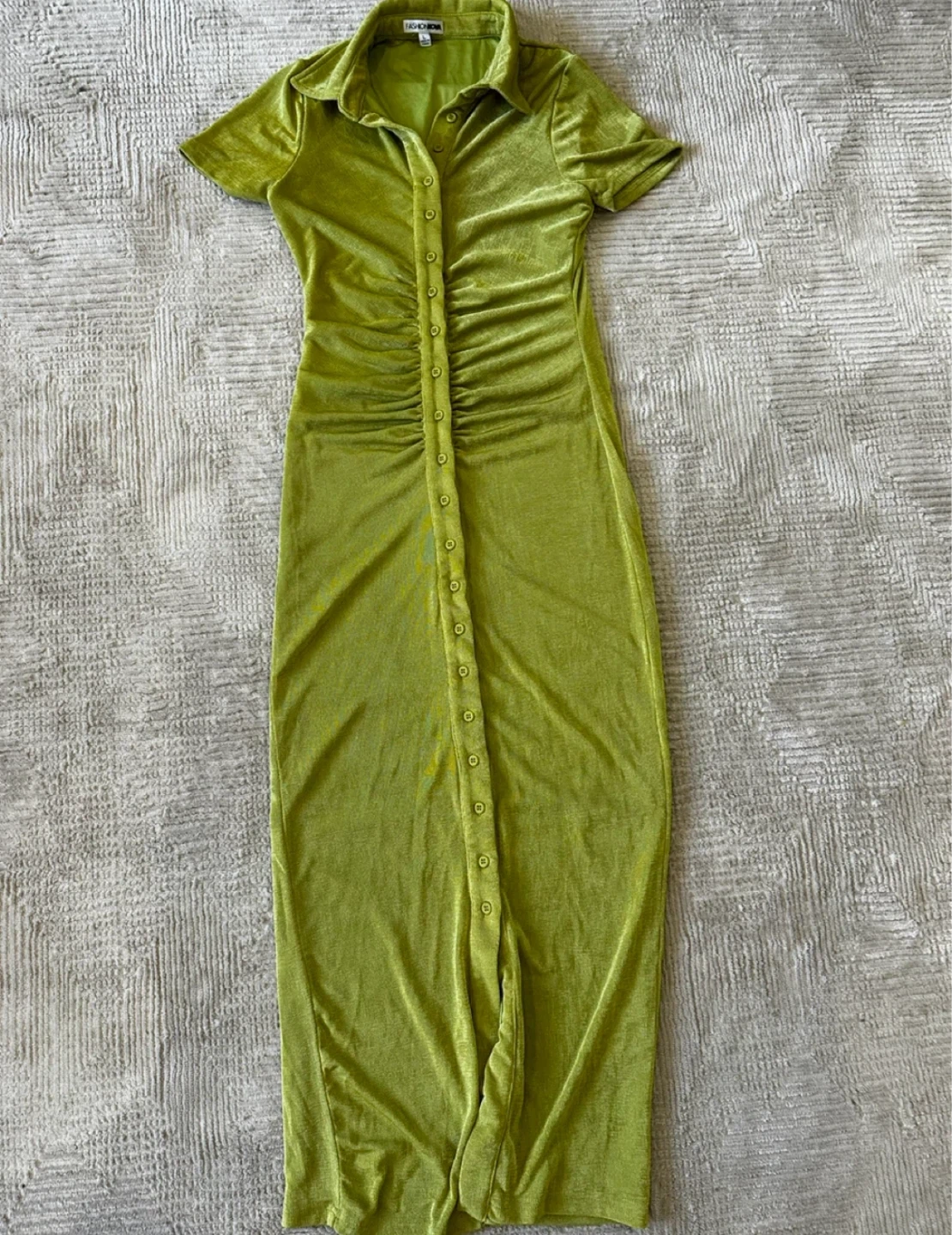Fashion Nova Ruched Button-Up Dress