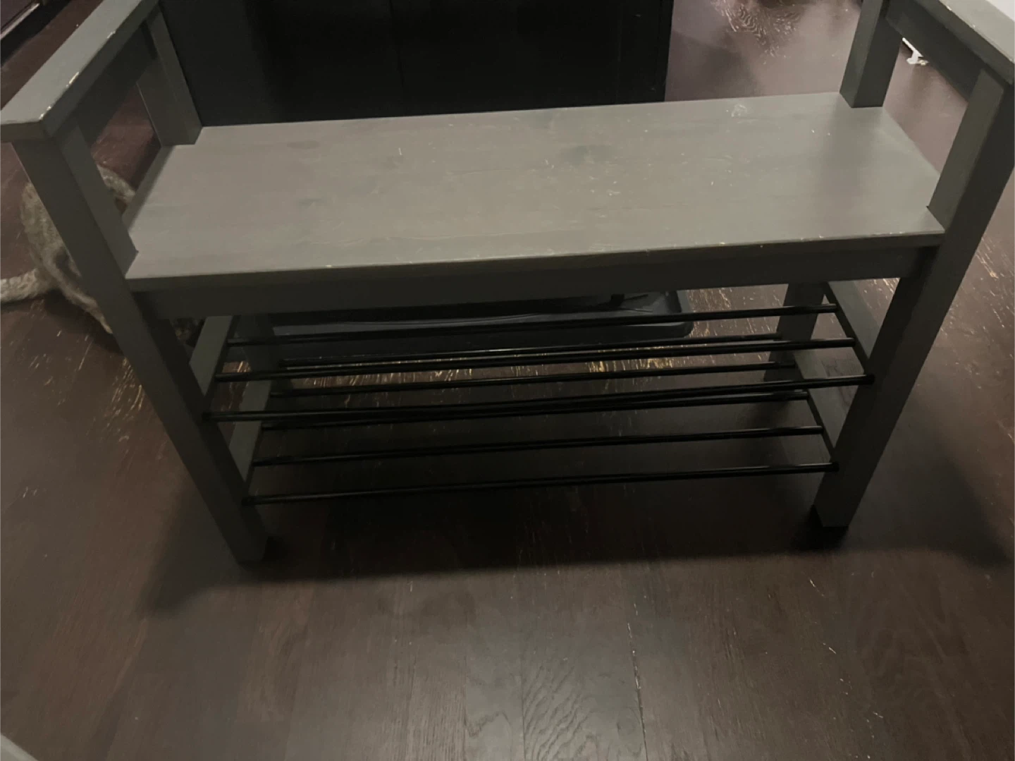 Grey 2-Tier Shoe Rack Bench