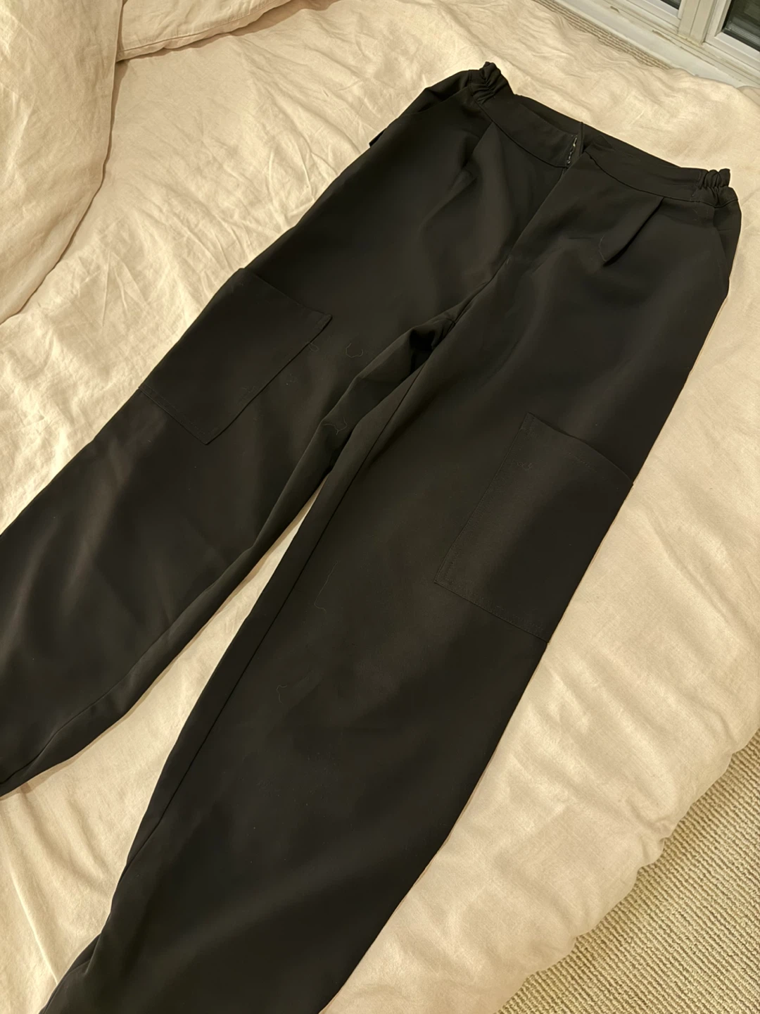 Black Cargo Pants with Drawstring Ankles - photo 2