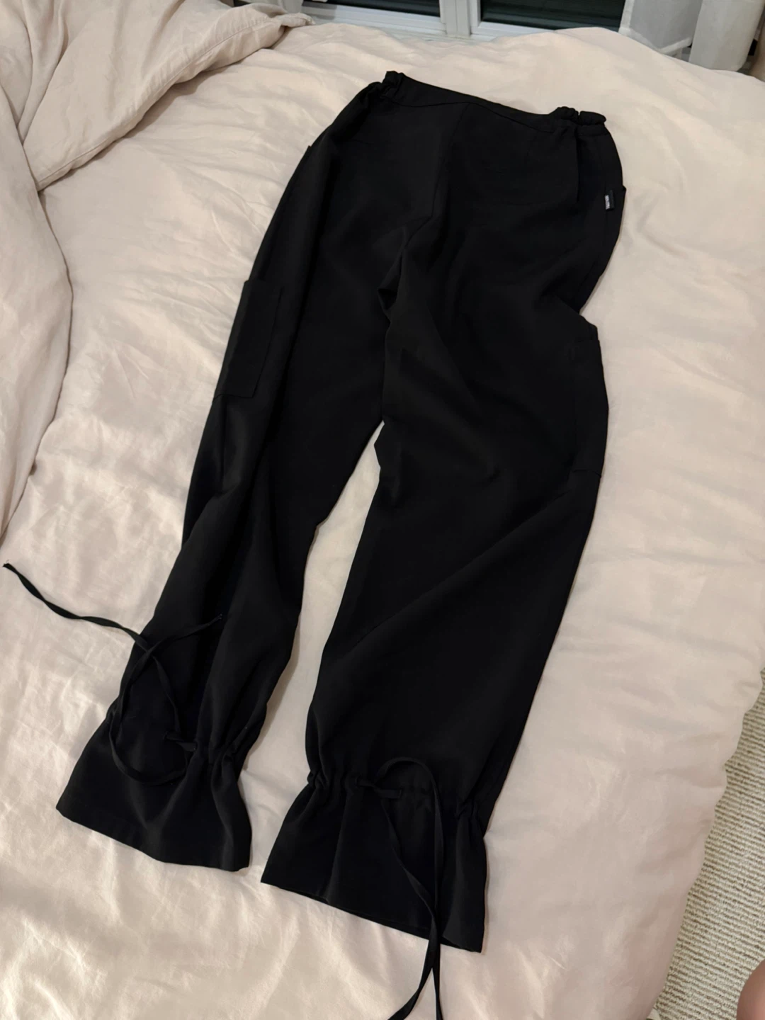 Black Cargo Pants with Drawstring Ankles - photo 4