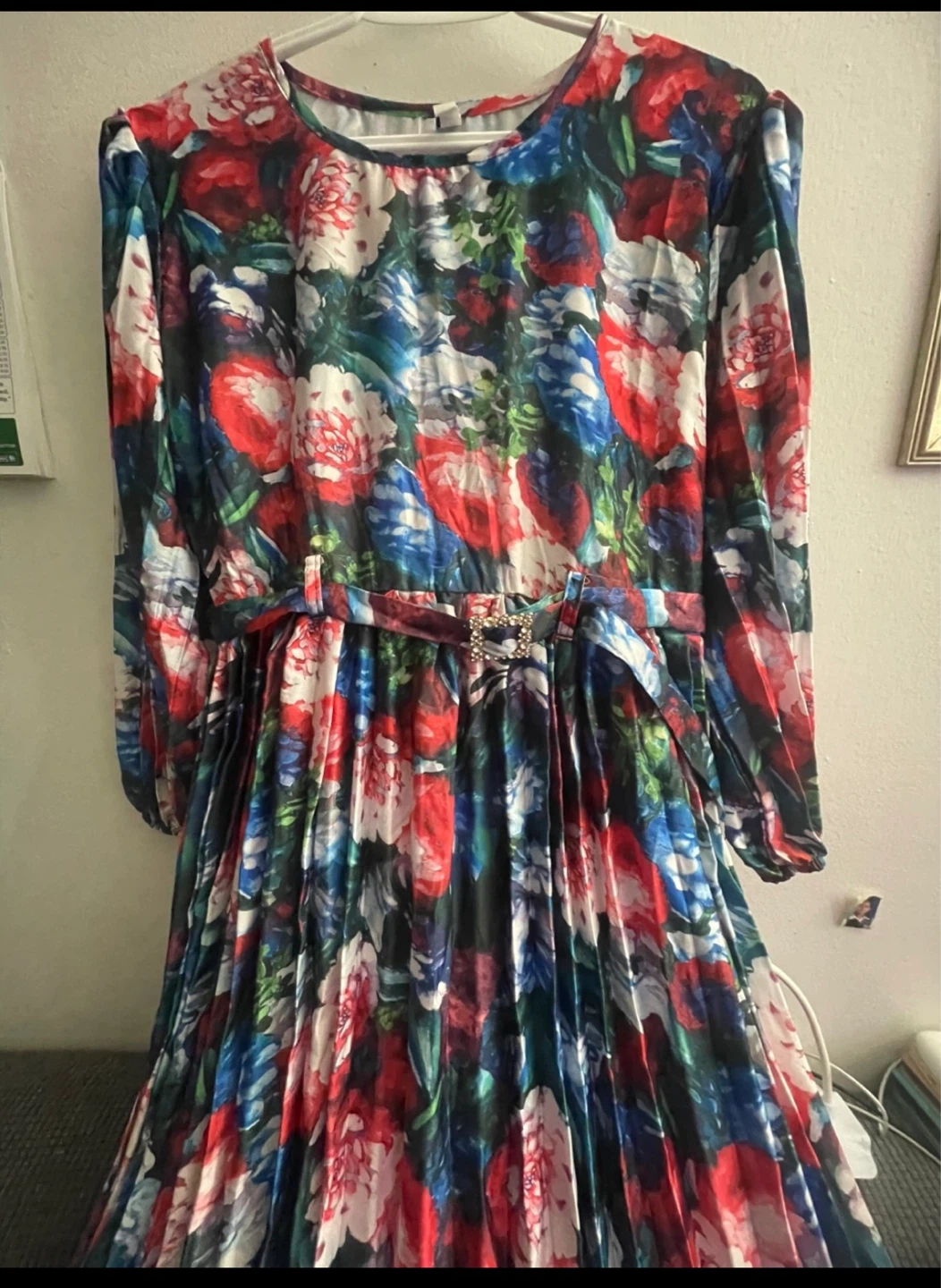 Korsis Floral Pleated Dress with Belt - photo 3