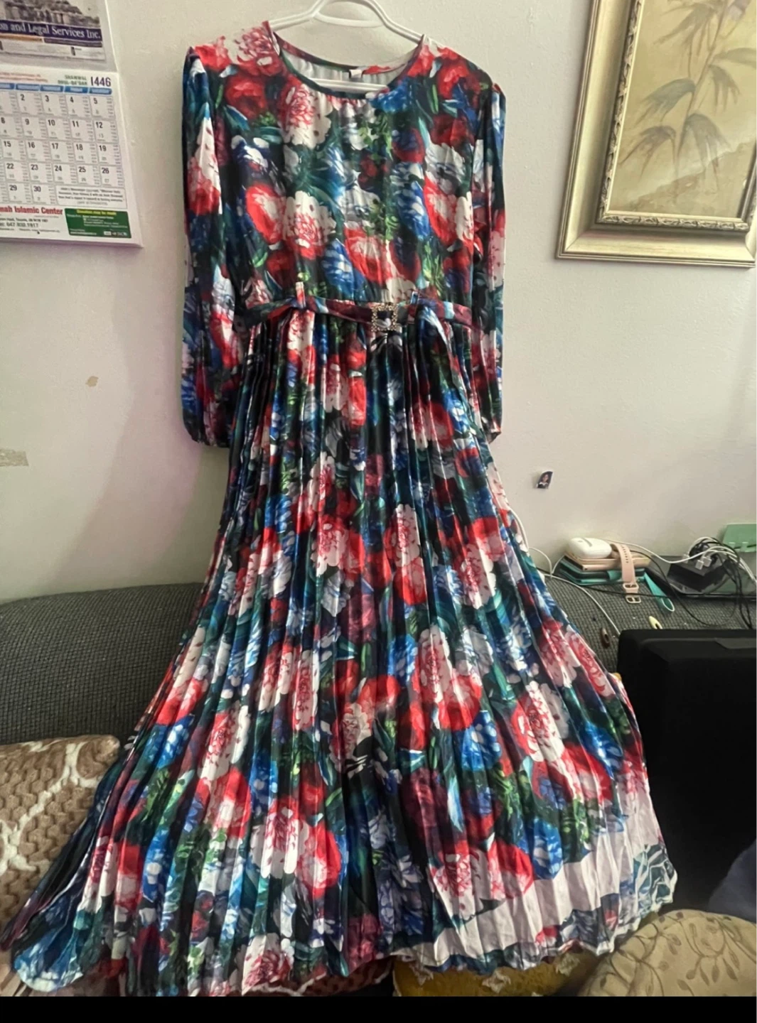 Korsis Floral Pleated Dress with Belt - photo 4