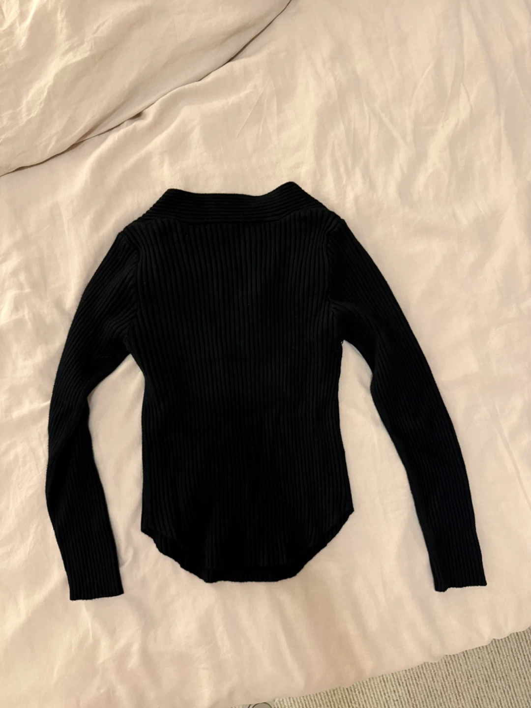 Black Ribbed Long Sleeve Top - photo 3