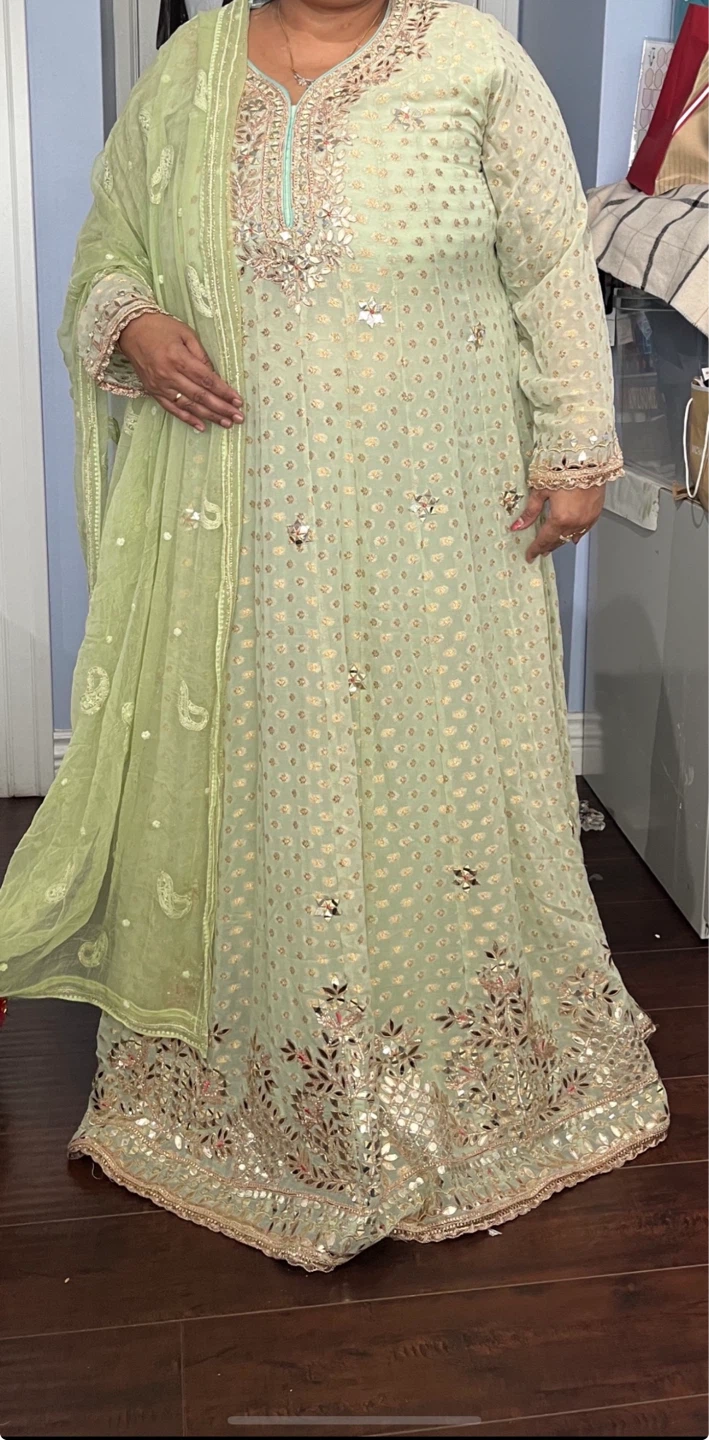 Light Green Embroidered Anarkali Suit Set