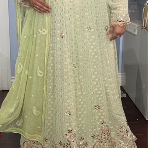 Light Green Embroidered Anarkali Suit Set