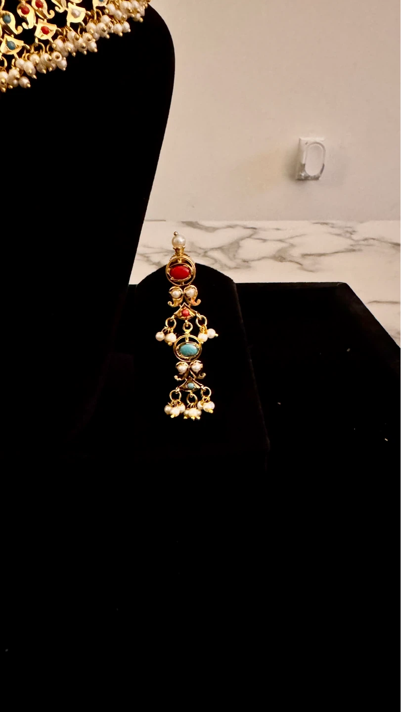 Gold-toned jadau multi coloured Choker  Set - photo 4