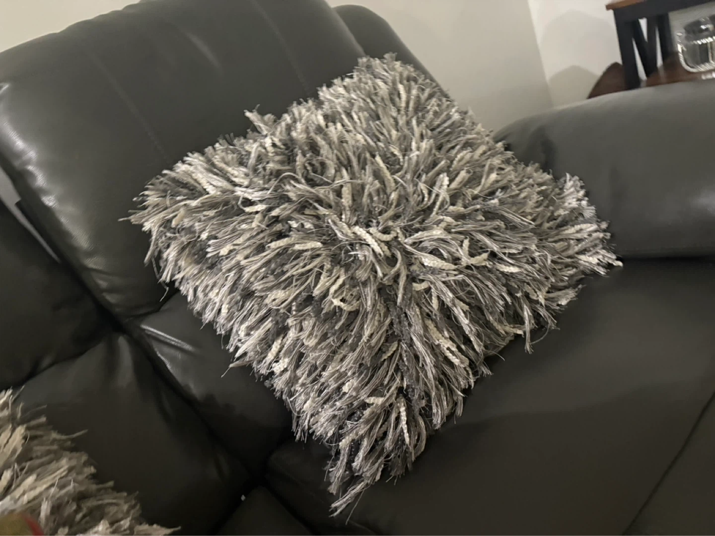 Dark Grey Leather Reclining Sofa and Recliner Chair Set - photo 3
