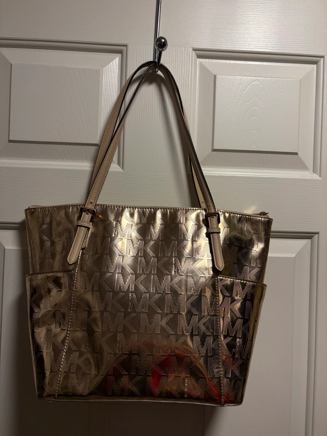 Michael Kors Rose Gold Metallic Tote Bag