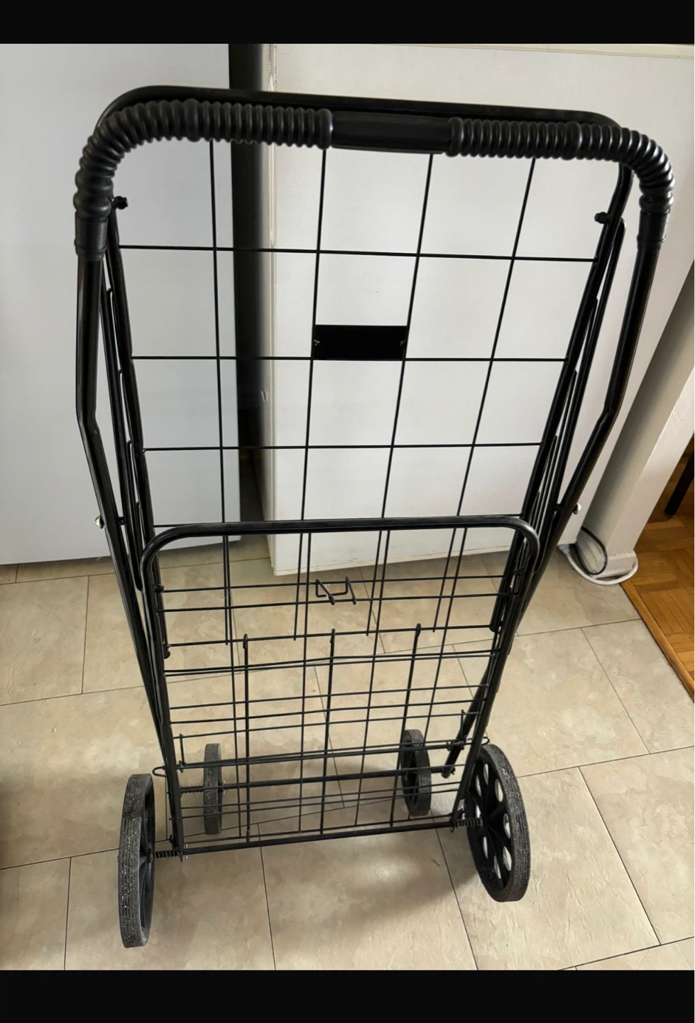 Black Folding Shopping Cart with Wheels - photo 2