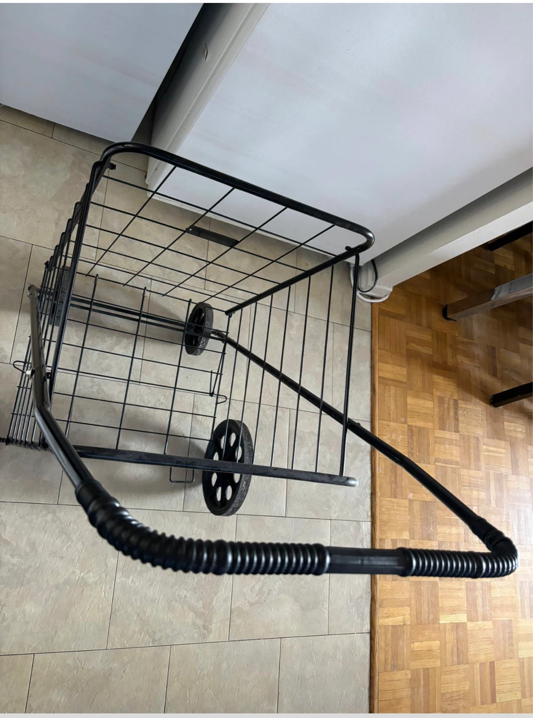 Black Folding Shopping Cart with Wheels
