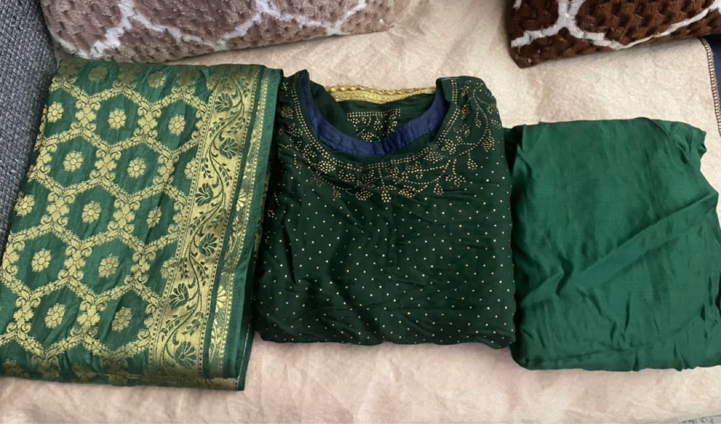 Green and Black Embroidered Salwar Kameez Outfits