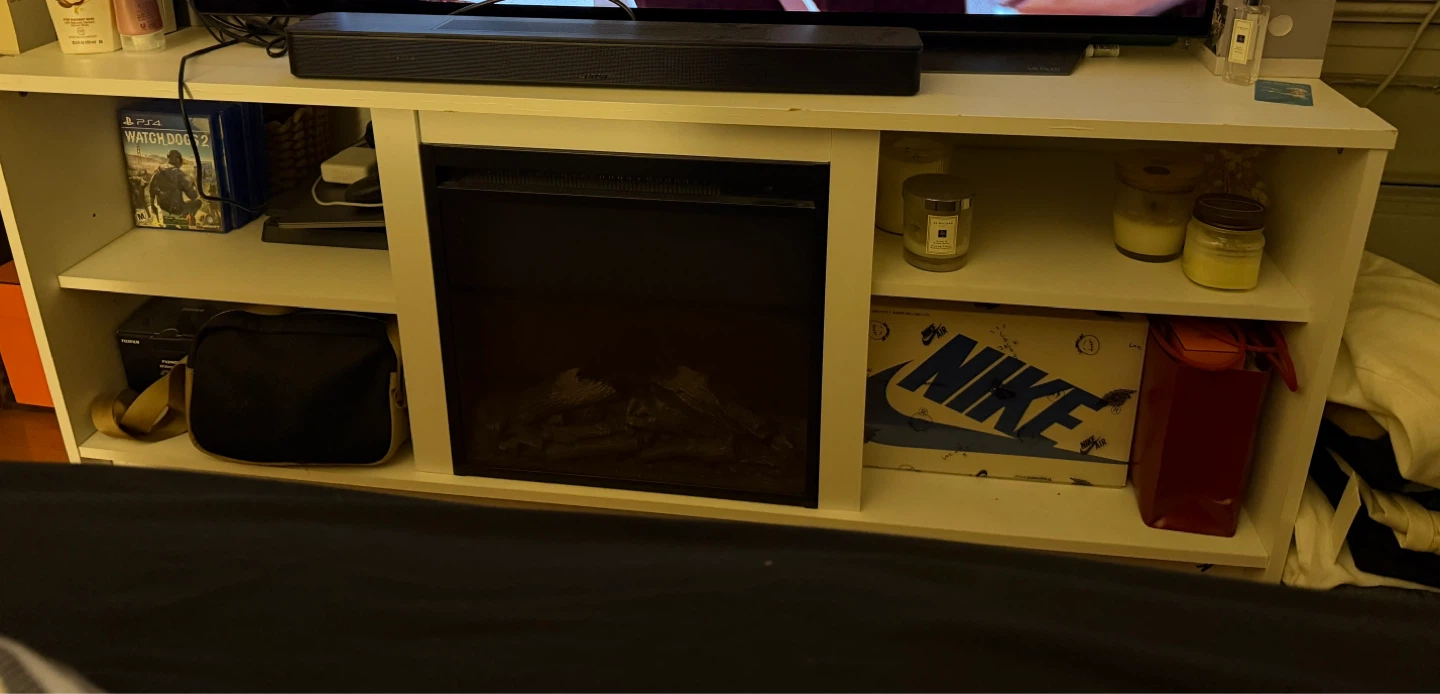 HomeStock Electric Fireplace TV Stand - White