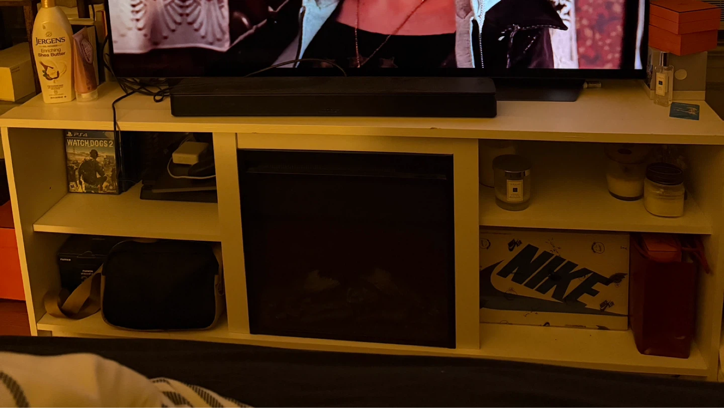 HomeStock Electric Fireplace TV Stand - White - photo 2