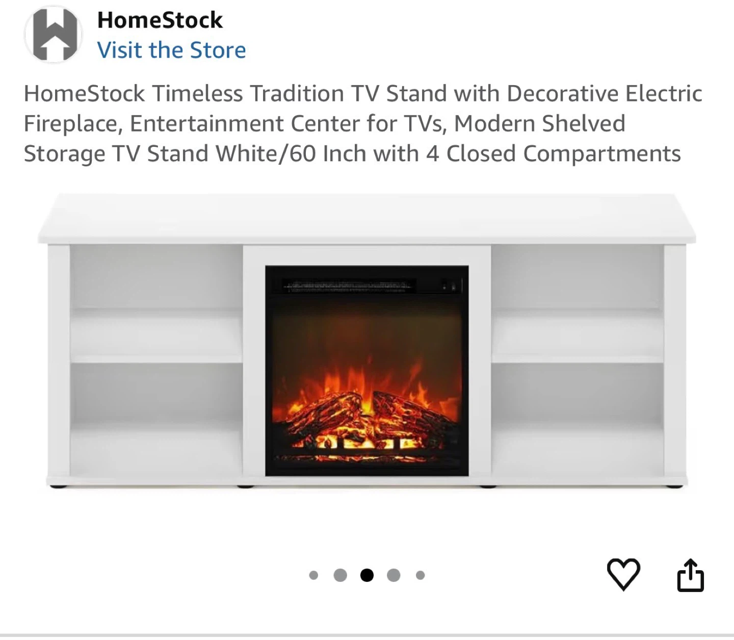 HomeStock Electric Fireplace TV Stand - White - photo 3