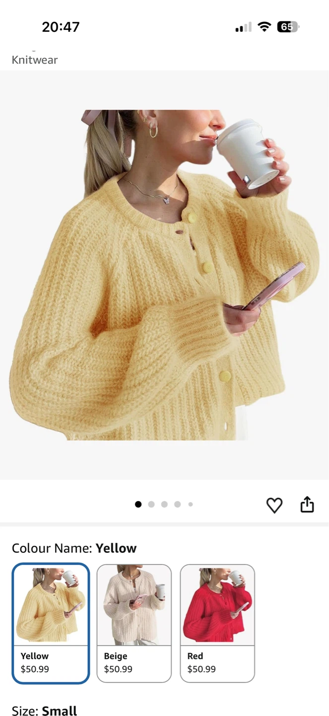 Size M Women’s Chunky Ribbed Knit Cardigan – Yellow - photo 4