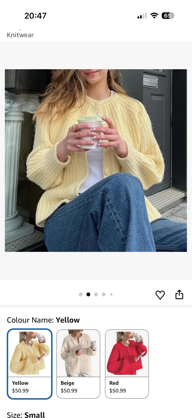 Size M Women’s Chunky Ribbed Knit Cardigan – Yellow - photo 5
