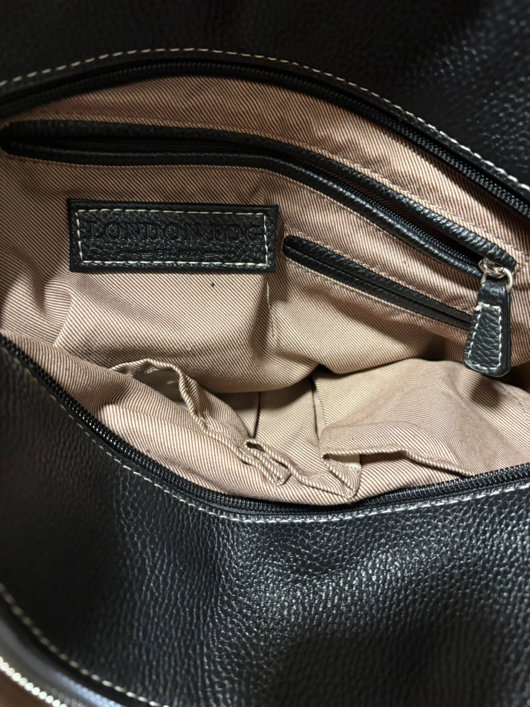 London Fog Black Leather Satchel Handbag - photo 5