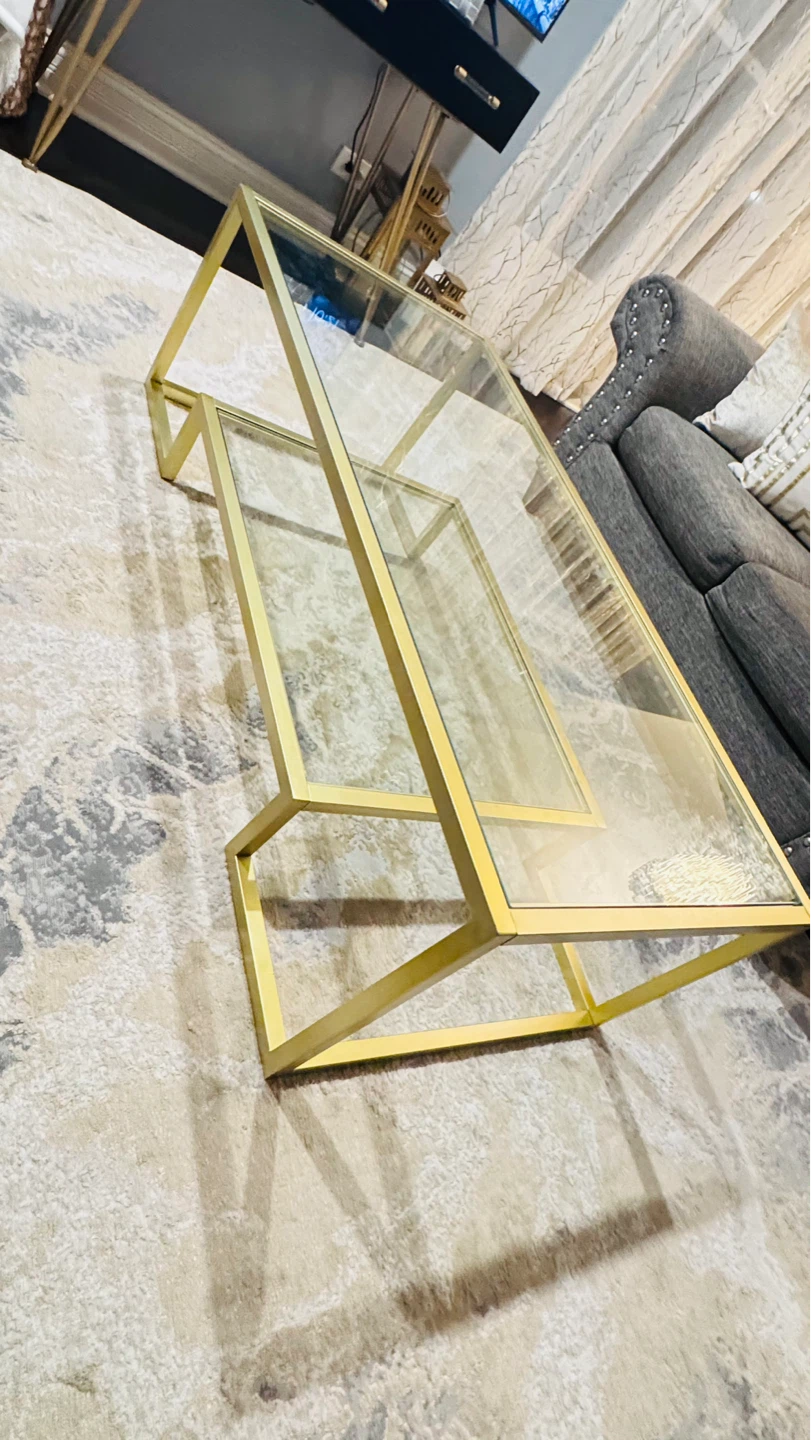 Henn&Hart 54" Rectangular Coffee Table in Brass