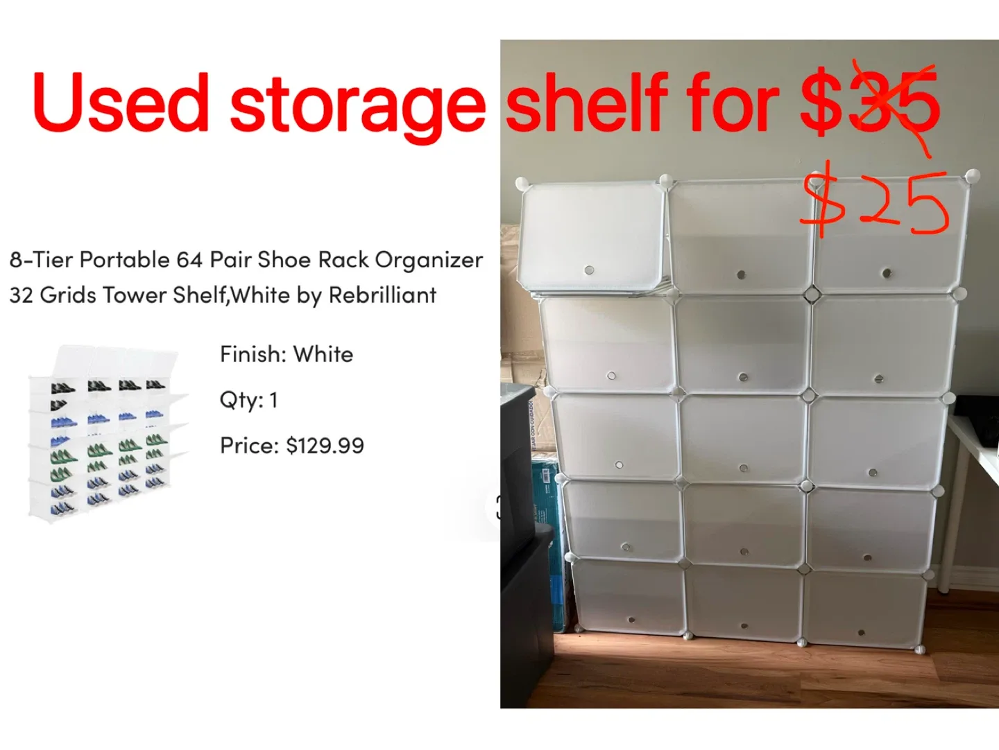Rebrilliant 8-Tier Portable Shoe Rack Organizer/Storage Shelf