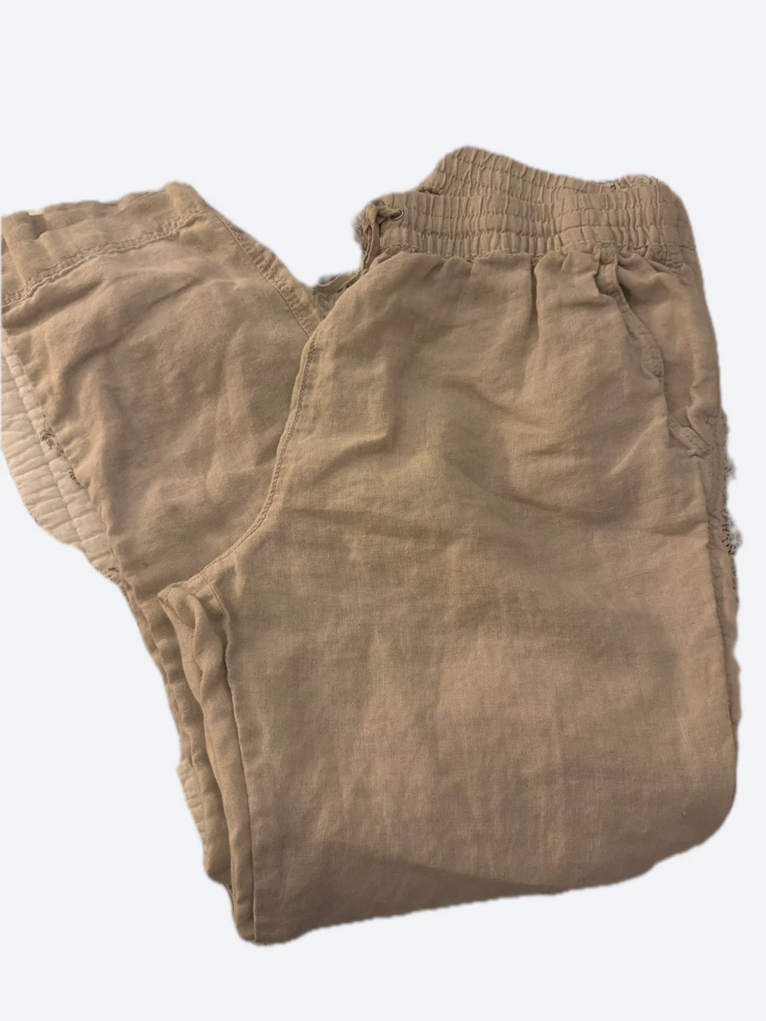 H&M Linen Blend Pants - Beige, Medium