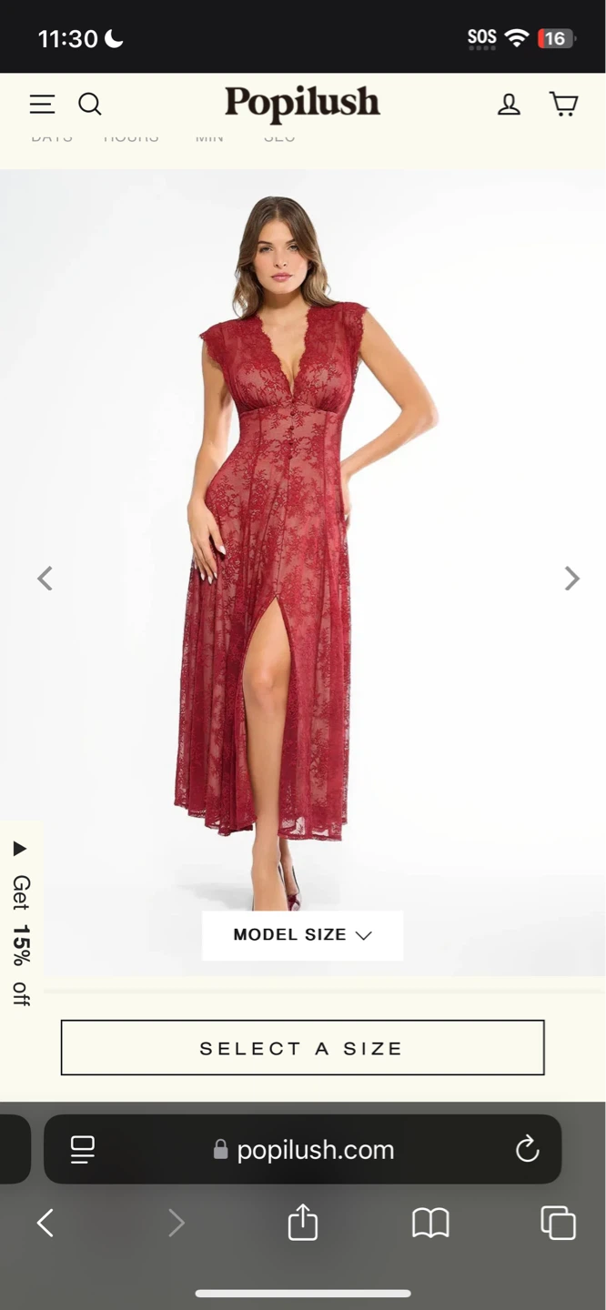 Popilush Red Lace Maxi Dress with Built-in Shapewear