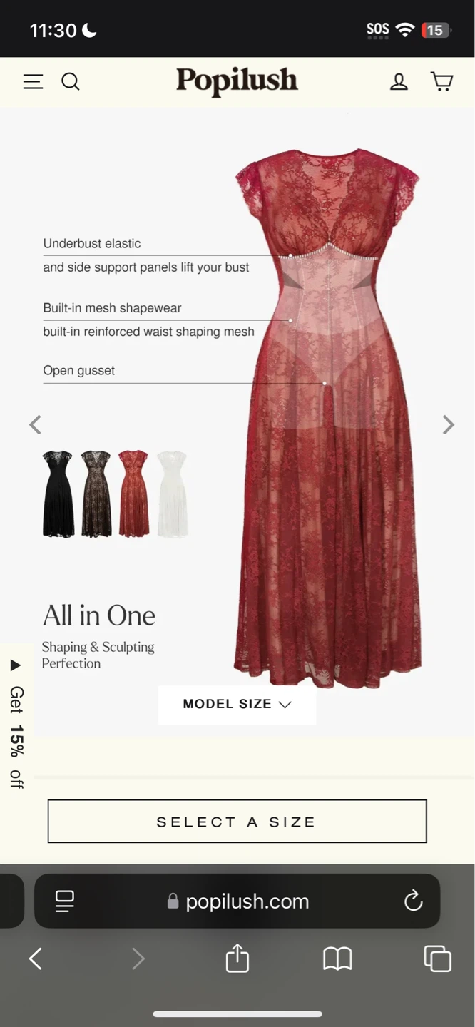 Popilush Red Lace Maxi Dress with Built-in Shapewear - photo 2