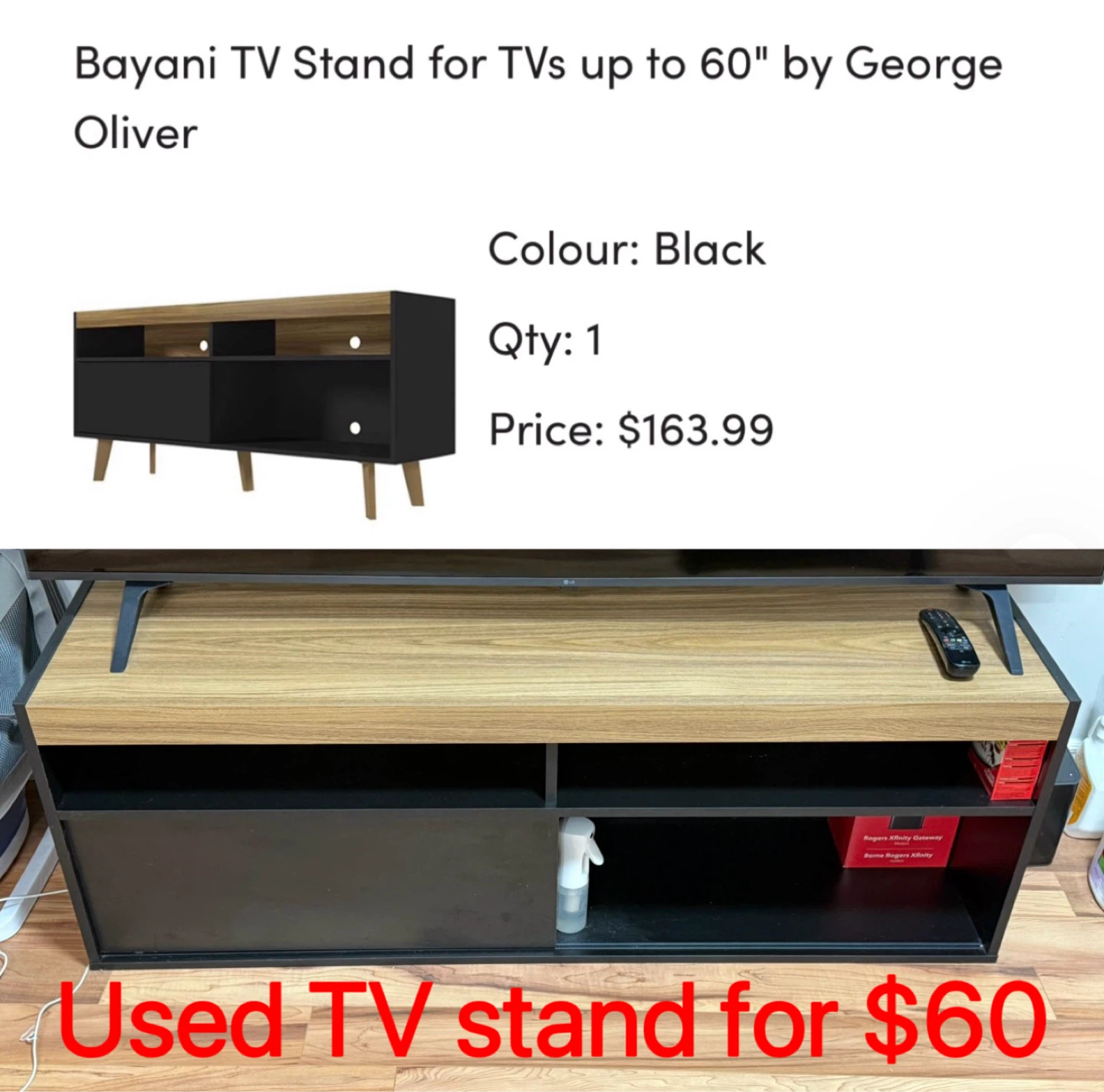 2 George Oliver Bayani TV Stands - Black