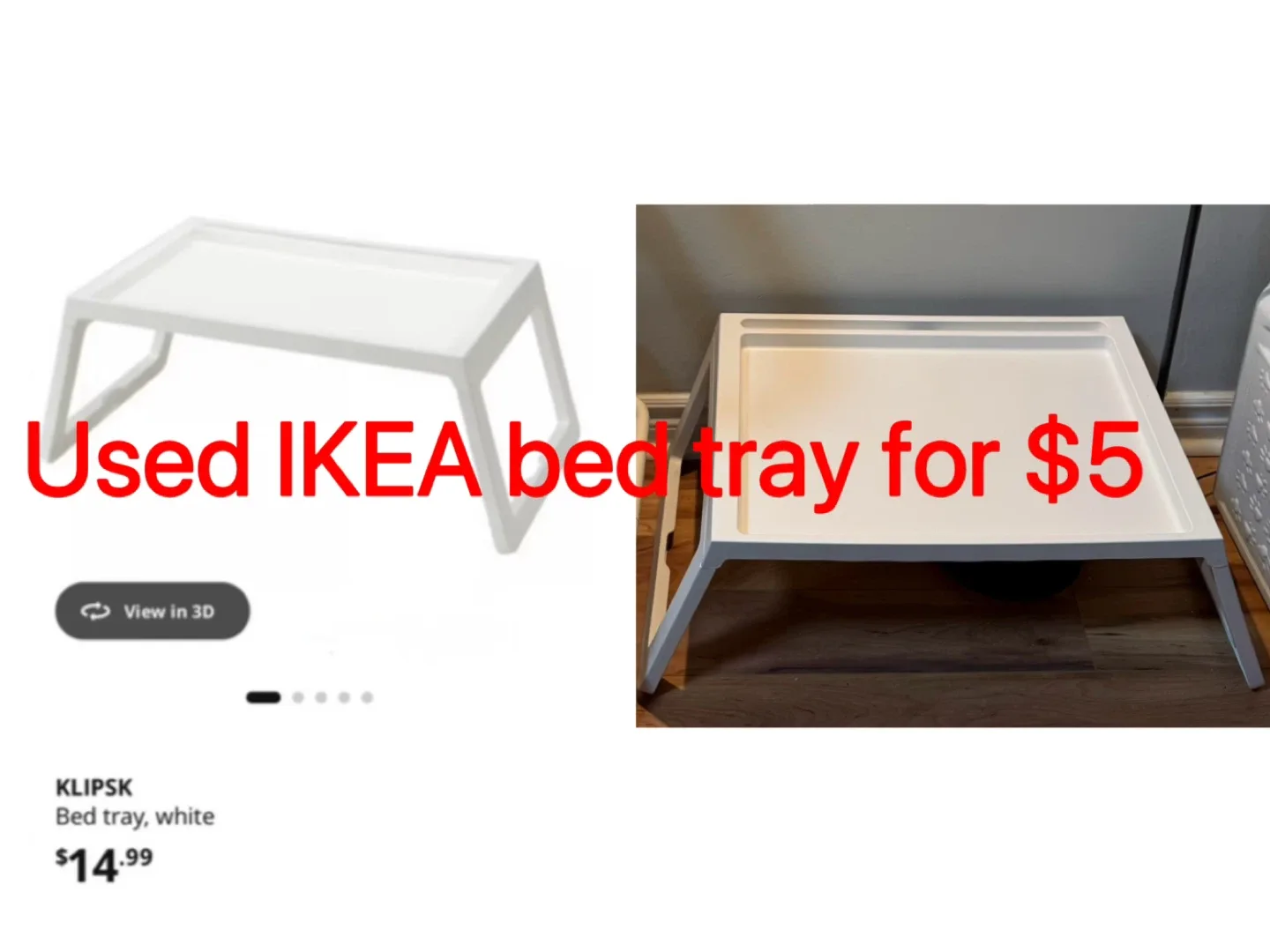 IKEA KLIPSK Bed Tray - White