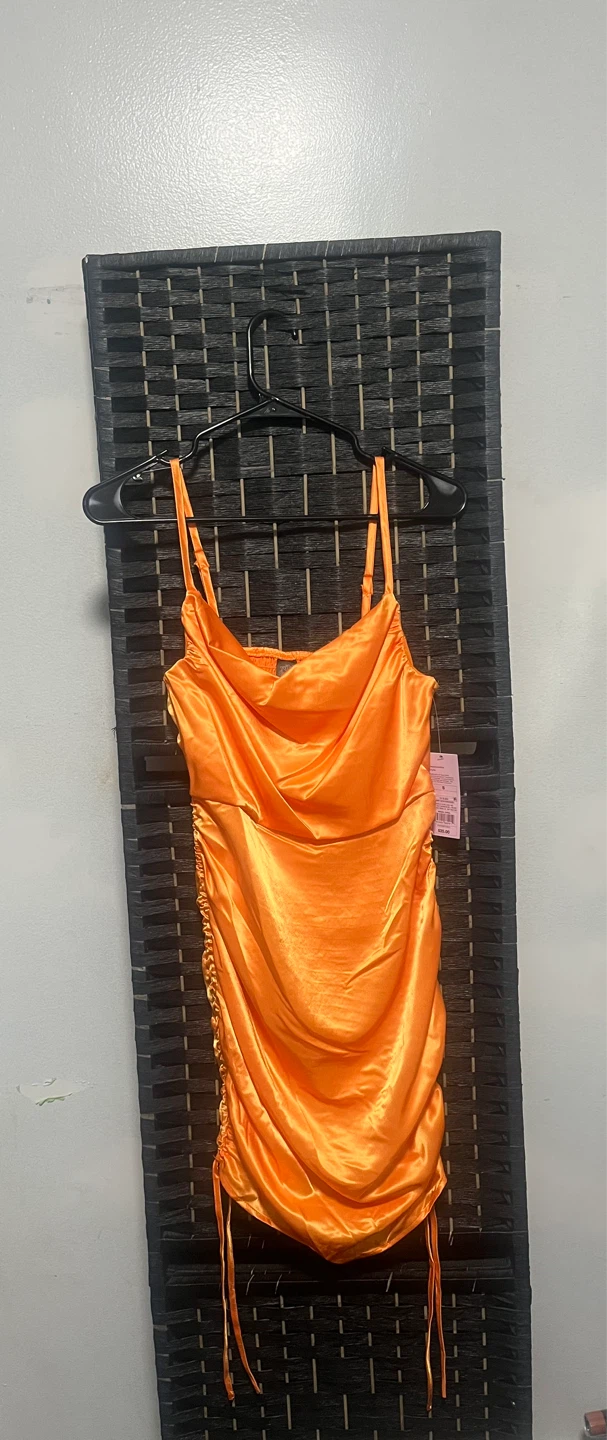 Orange Ruched Mini Dress size S - photo 2