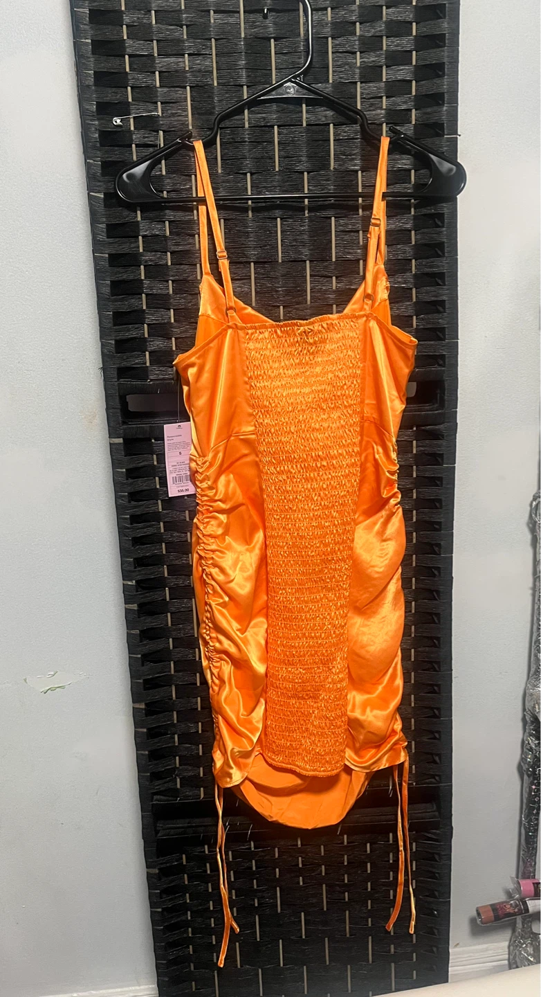 Orange Ruched Mini Dress size S - photo 4