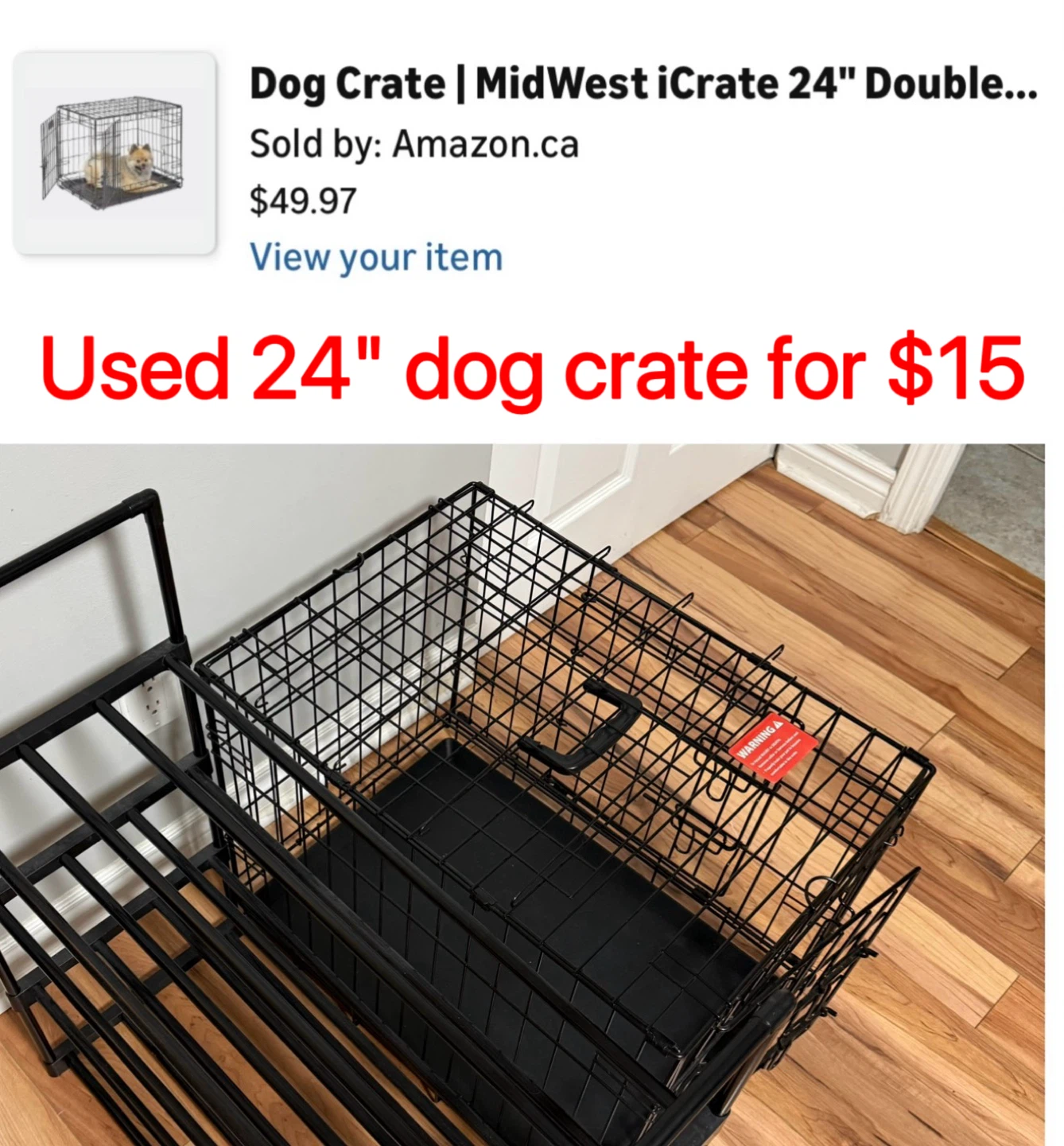 2 MidWest iCrate 24" 2-Door Folding Dog Crates