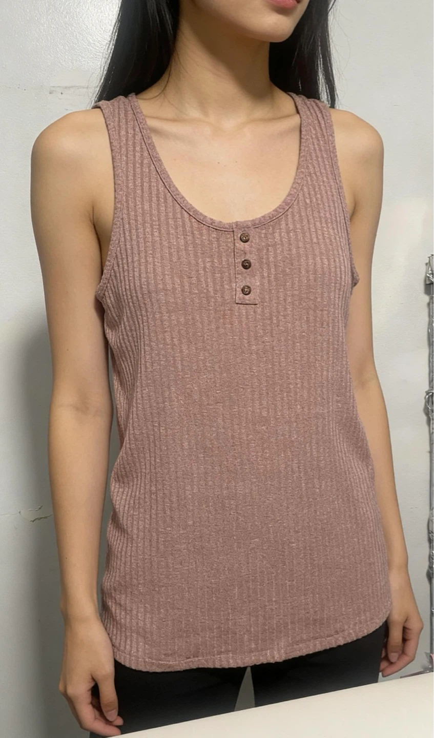 Women's Ribbed Tank Top - Pink/Rose size L