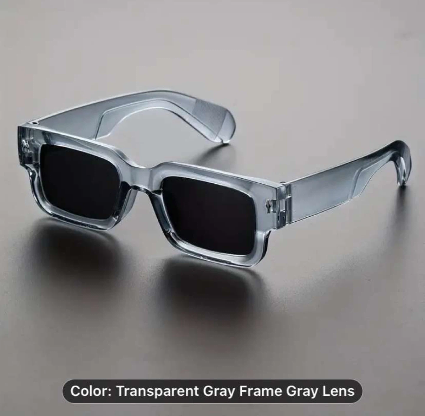 Rectangular Sunglasses - Clear, White, Black Frames