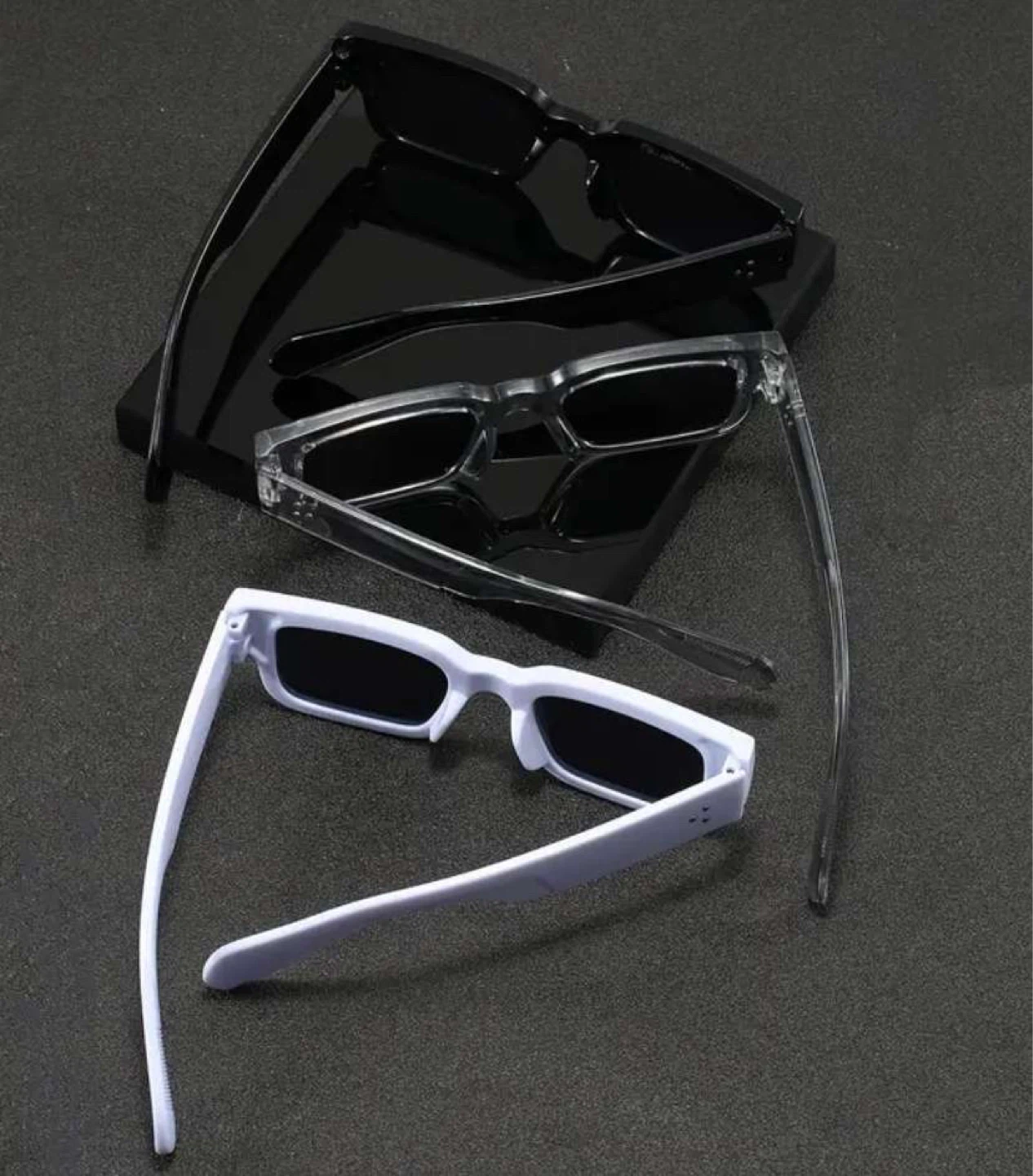 Rectangular Sunglasses - Clear, White, Black Frames - photo 2