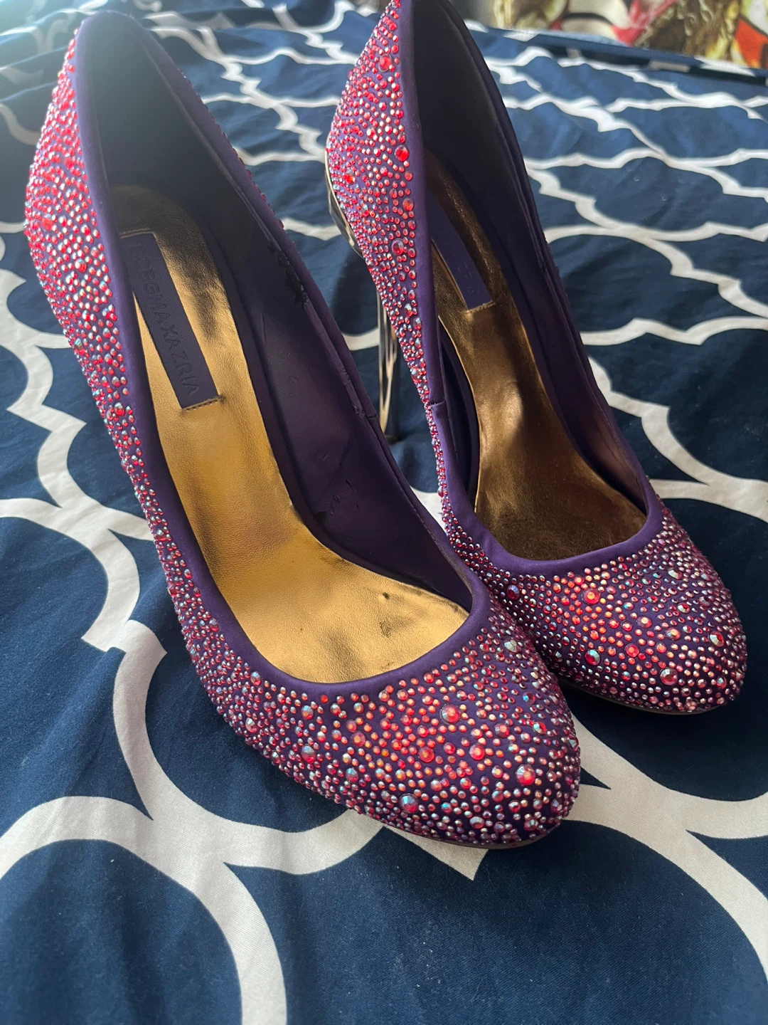 BCBGMAXAZRIA Women's Purple Embellished High Heels