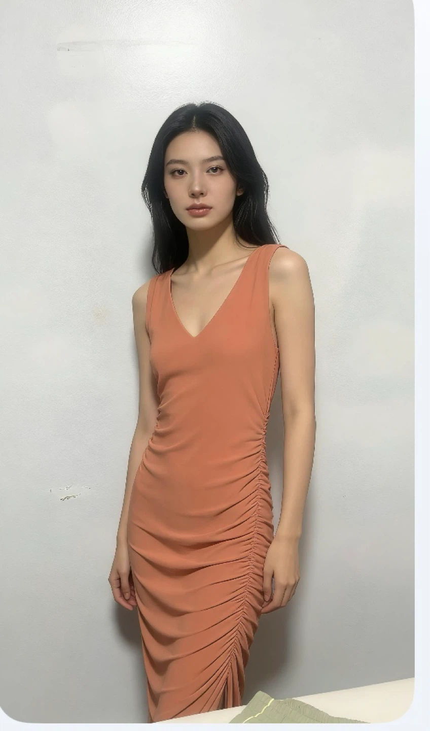 Ruched Sleeveless Midi Dress size S