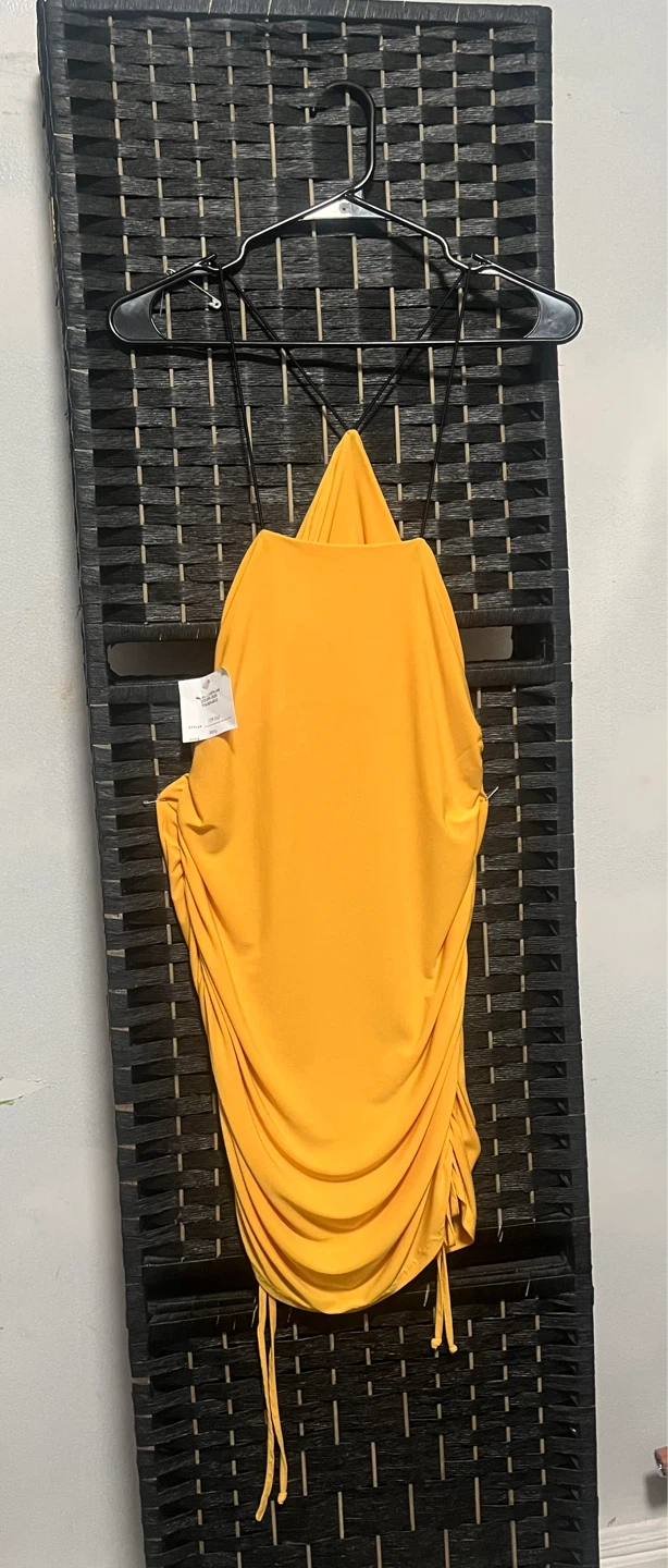 Women's Yellow Ruched Bodycon Dress size M - photo 2
