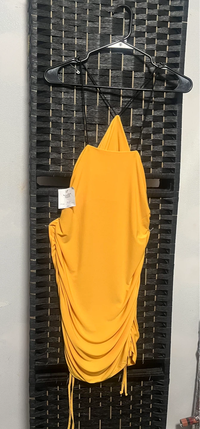 Women's Yellow Ruched Bodycon Dress size M - photo 3