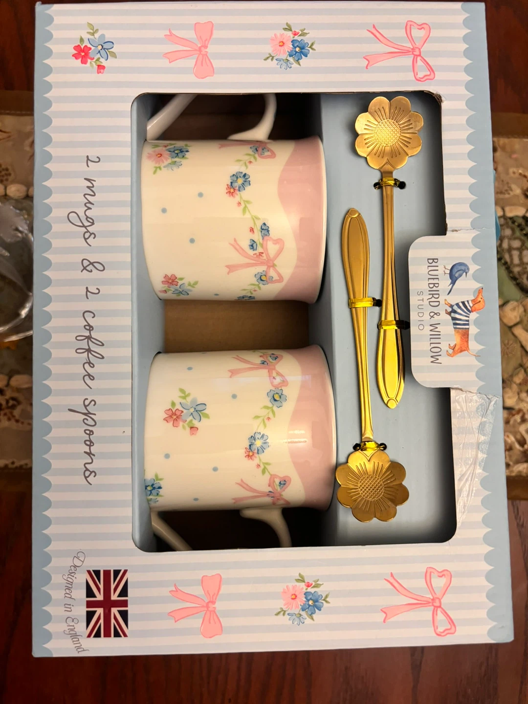 Bluebird & Willow Studio 2 Mugs & 2 Coffee Spoons Set