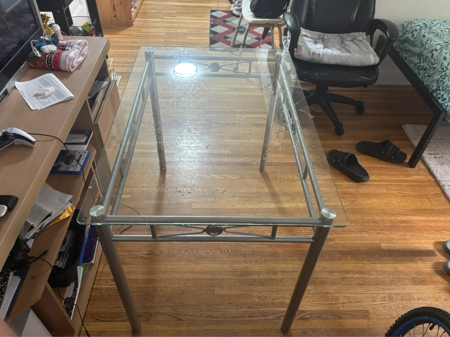 Glass Top Dining Table with Silver Frame - photo 2