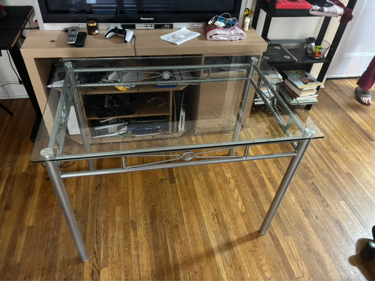 Glass Top Dining Table with Silver Frame - photo 3