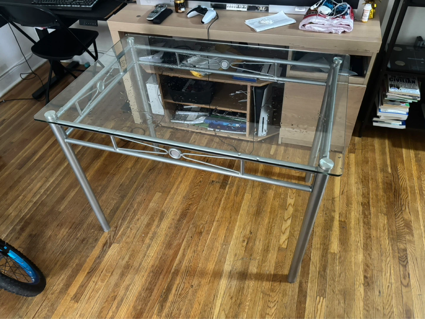 Glass Top Dining Table with Silver Frame - photo 4
