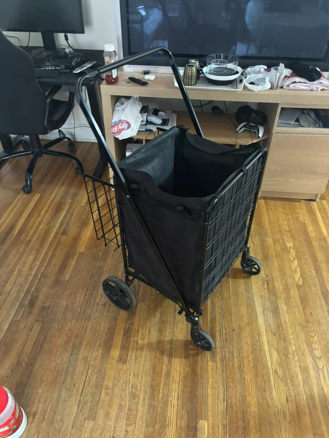 Black Rolling Shopping Cart Trolley - photo 4