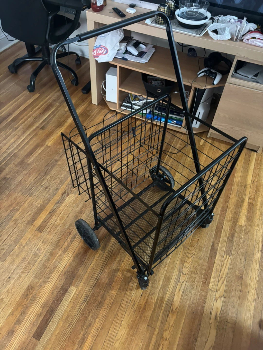 Black Rolling Shopping Cart Trolley