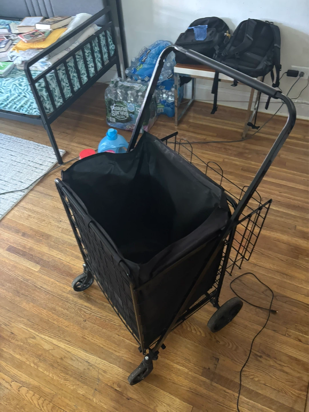 Black Rolling Shopping Cart Trolley - photo 5