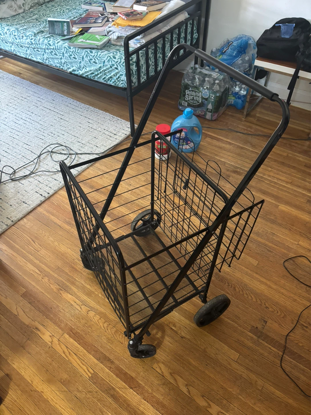 Black Rolling Shopping Cart Trolley - photo 2