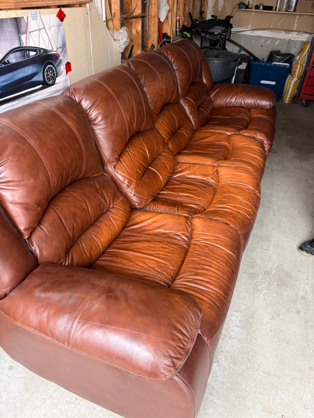 Brown Leather Couch Section - photo 2