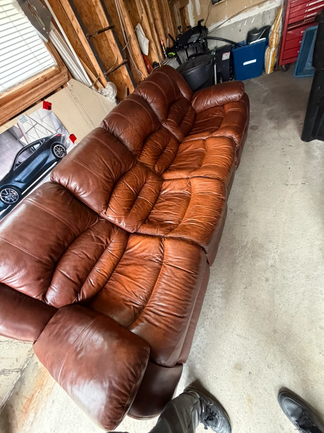 Brown Leather Couch Section
