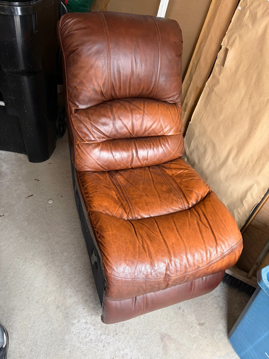 Brown Leather Couch Section - photo 3