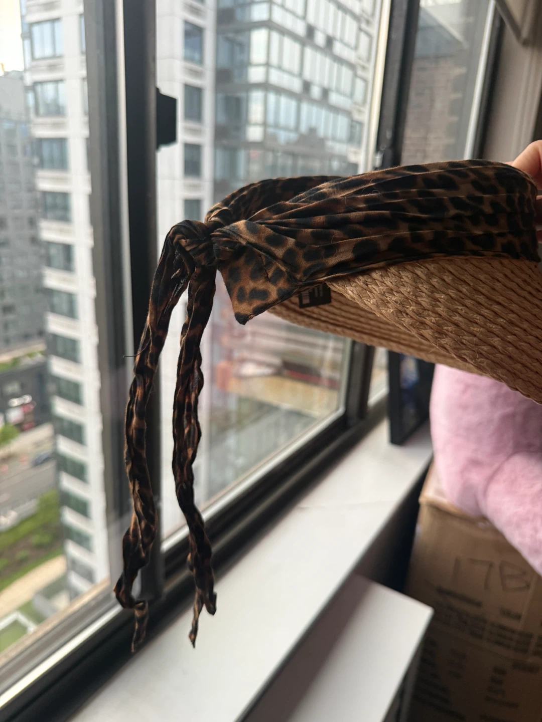 ZARA Woven Straw Visor with Leopard Print Band - photo 2